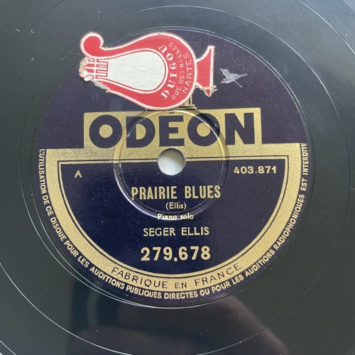 78 RPM SEGER ELLIS -Prairie Blues - Sentimental Blues ODEON 279 678 french press