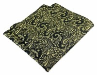 Tigertie Designer Seideneinstecktuch In Schwarz Oliv Paisley Gemustert
