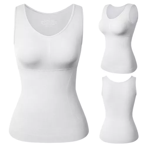 Women Cami Shaper with Built in Bra Tummy Control Sleevess Tank Top Shapewear - Picture 15 of 20