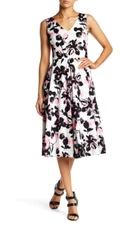 Love...Ady Double V Floral Print Flare Hem Dress Pink Multi Size S 3458