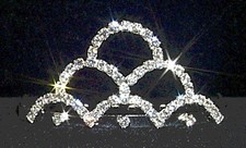 New Small Bridal Wedding Crown Hair Comb Tiara Clear Rhinestone
