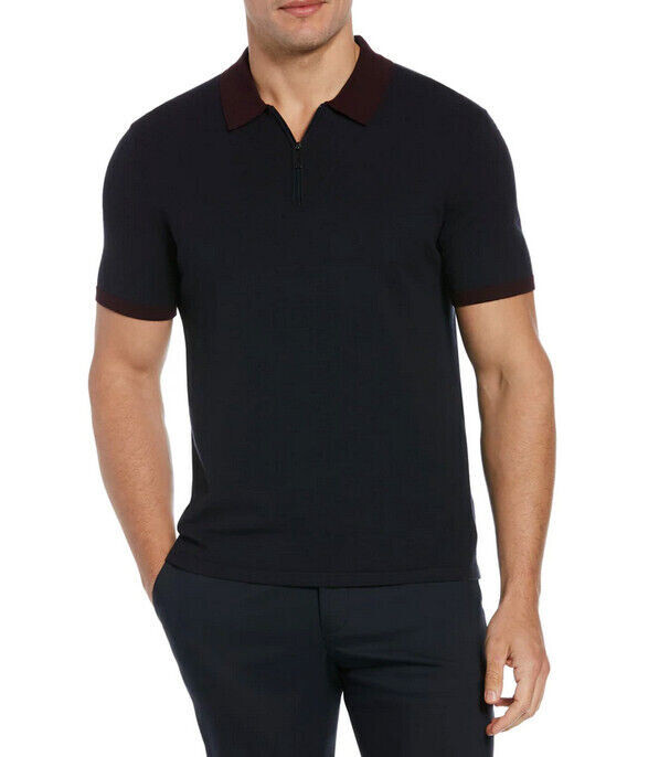 Мужские рубашки поло PERRY E, технологичный вязаный свитер на молнии, Темно-сапфировый, 2XL