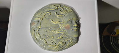 Celestial Sun and Moon yard Accent plus wall Plaque garden outdoor stone decor
