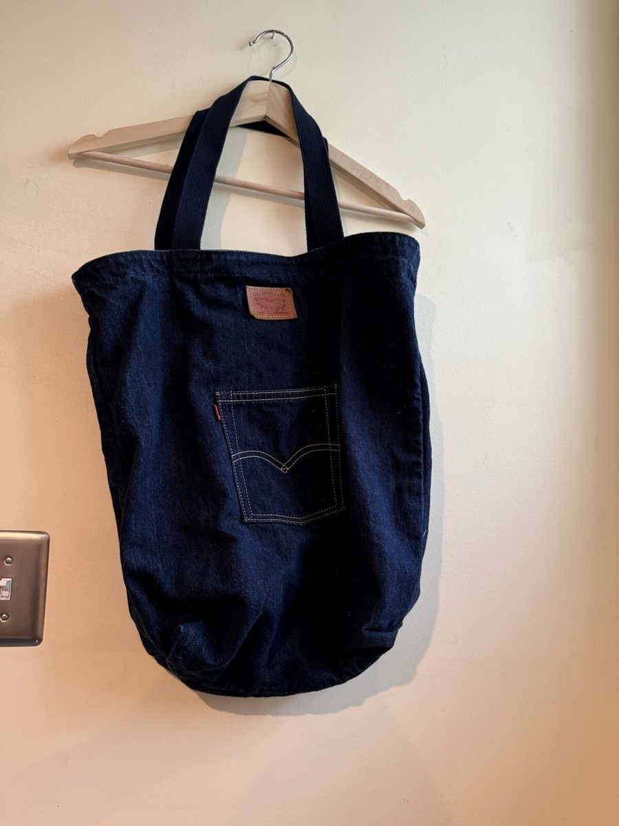 Levi's Denim Tote Bag Jean Back Pocket 16x19 Inch Dark Blue Denim