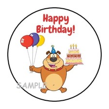 30 HAPPY BIRTHDAY DOG ENVELOPE SEALS LABELS STICKERS 1.5" ROUND PARTY FAVORS