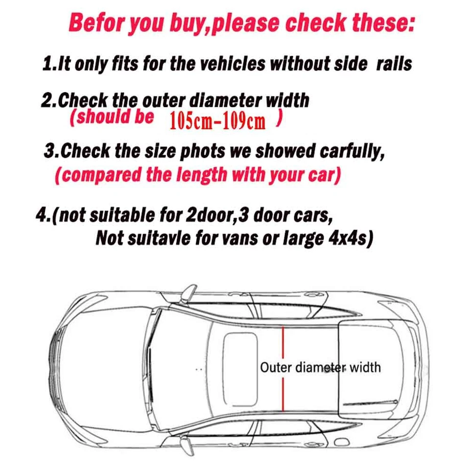 For Fiat 500 Sport Car Top Roof Rack 41.3"Cross Bar Luggage Carrier Bar Aluminum Foto 3 de 4