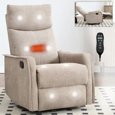 Massage Heat Swivel Rocker Recliner Chair Nursery Glider Manual Rocking Chair
