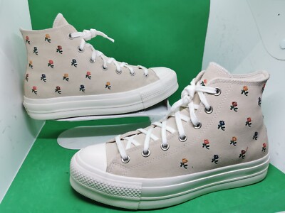 Chuck Taylor All Star Lift Platform High Embroidered Roses Women s Size 11