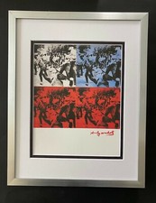 ANDY WARHOL + 1984 SIGNED RIOT SCENES POP ART MATTED AT 11X14