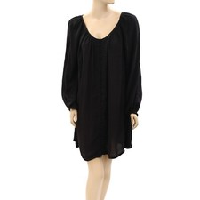 Ecote Urban Outfitters Solid Buttondown Mini Dress Black Long Sleeve M 276180