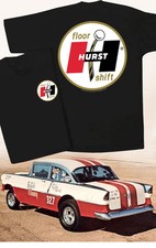 Hurst Gold Floor Shift Black T-shirt - Gasser Decal Wheel Shifter Hot Rod Drag Hurst Gold Floor Shift Black T-shirt - Gasser Decal Wheel Shifter Hot Rod Drag