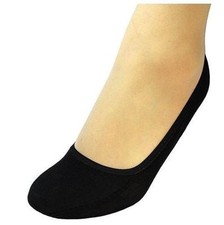 12 Pairs Footies Black Womens Hidden Foot No Show Liner Socks Cotton Plain