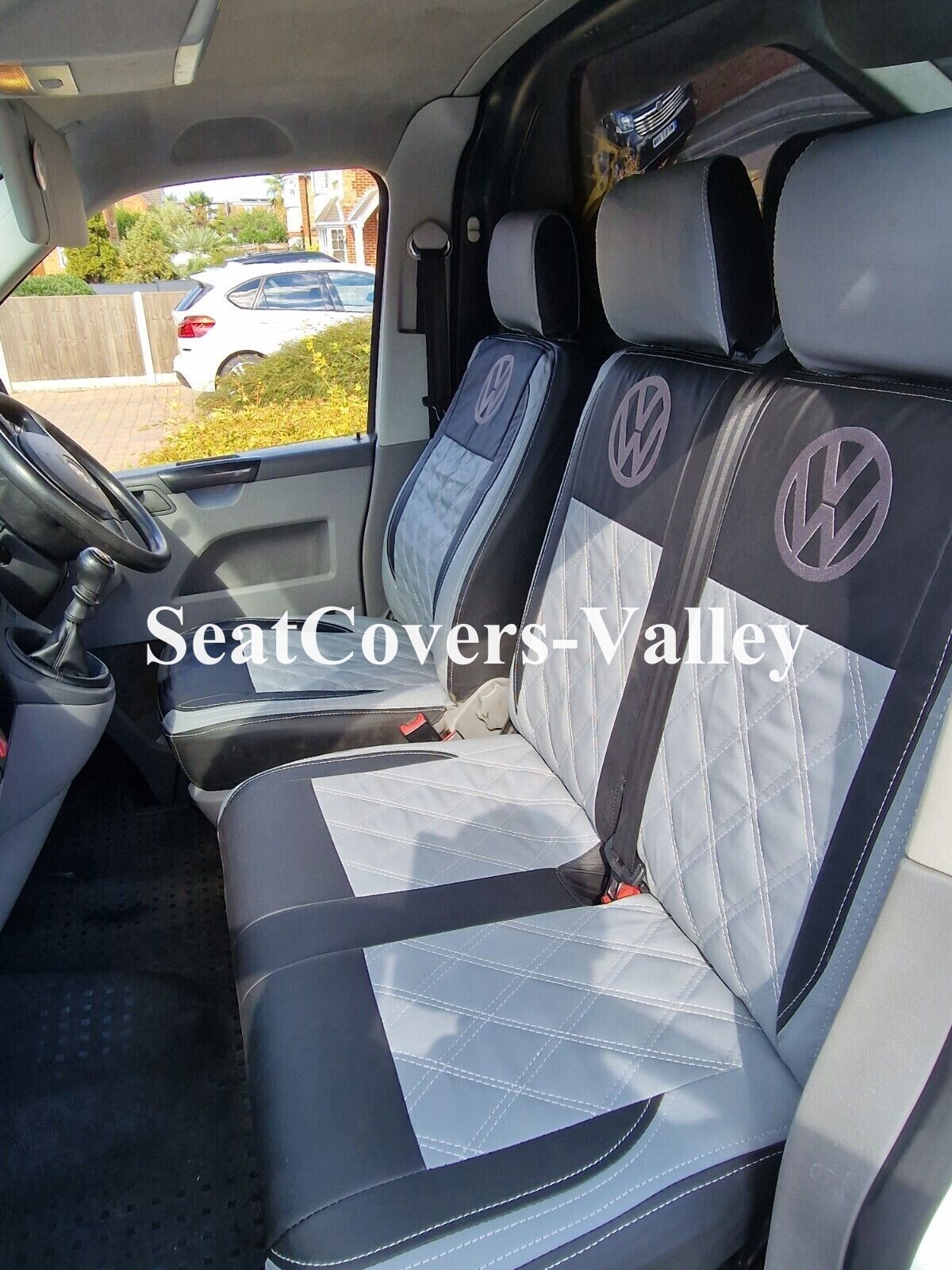 VW Transporter T5 T6 Front row (1+2) 3 Seater Leatherette Seat Covers