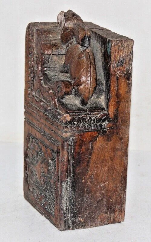 Antiguo panel de madera tallado a mano de 1850 en relieve decoración del hogar 7815 Foto 2 de 4