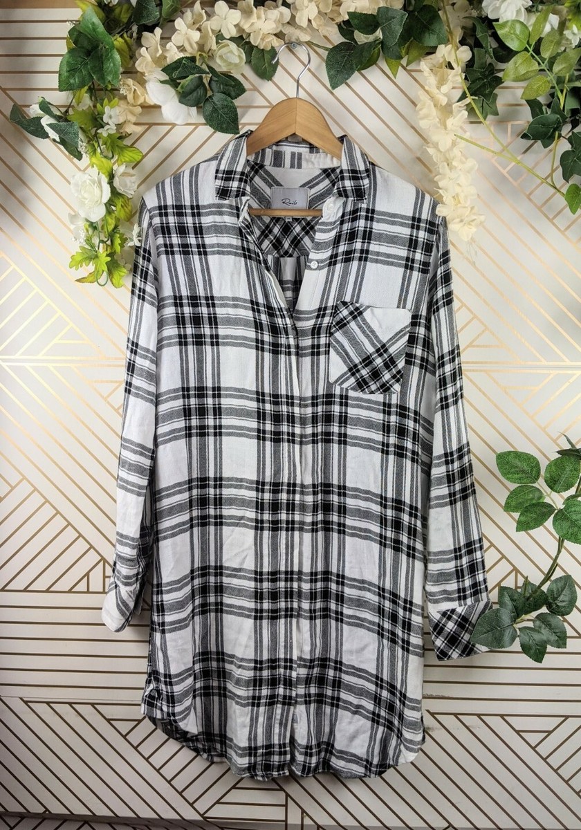rails plaid shirt dress Rails Bianca Plaid Flannel Long Sleeve Shirt Dress Size Small Charcoal  shadow