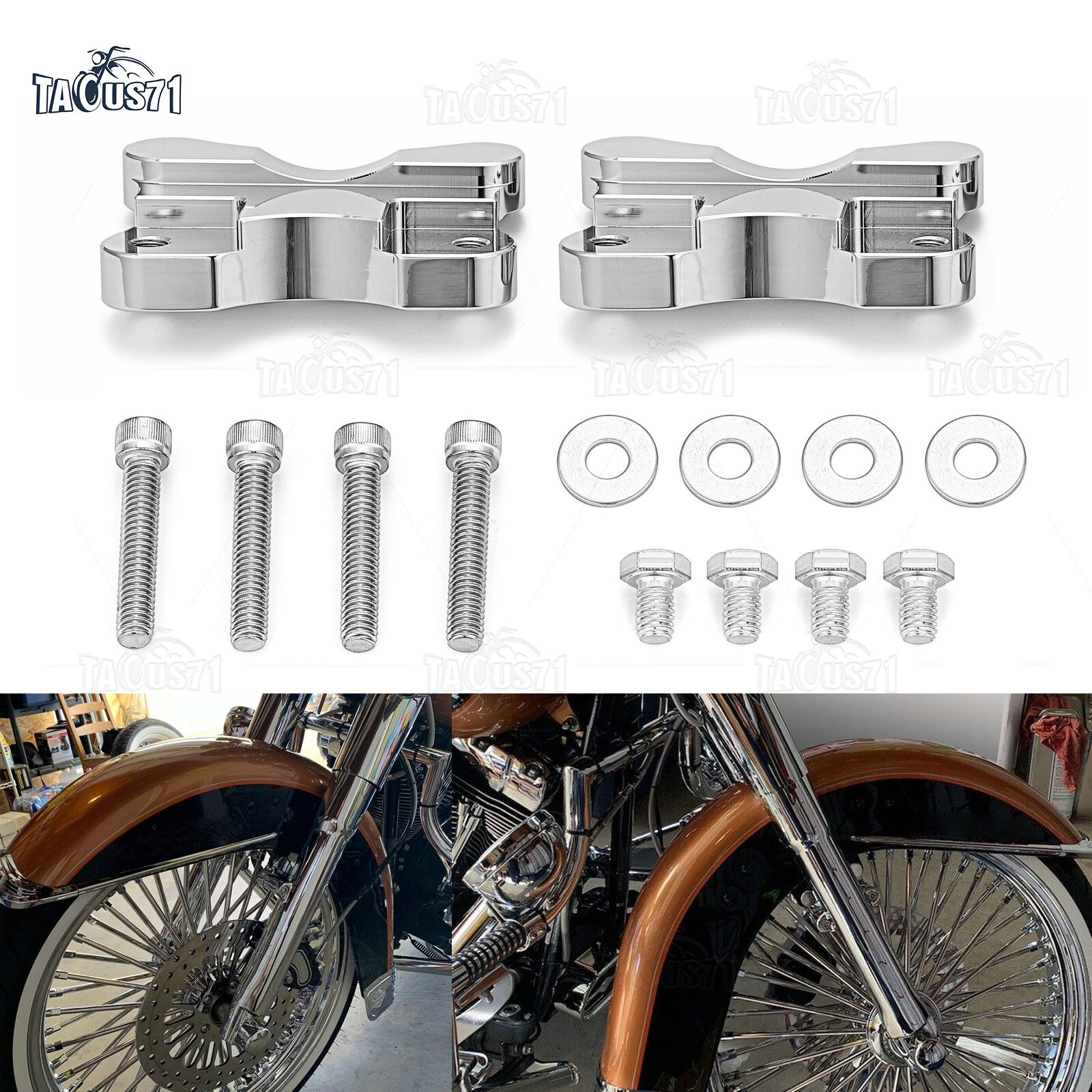 Chrome Front Fender Riser Spacer For 8617 Harley Heritage Softail FLS