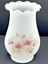 Vtg VIKING Art Glass Vase Satin Frosted Rose Raspberry Flowers Ruffled Edges 6"