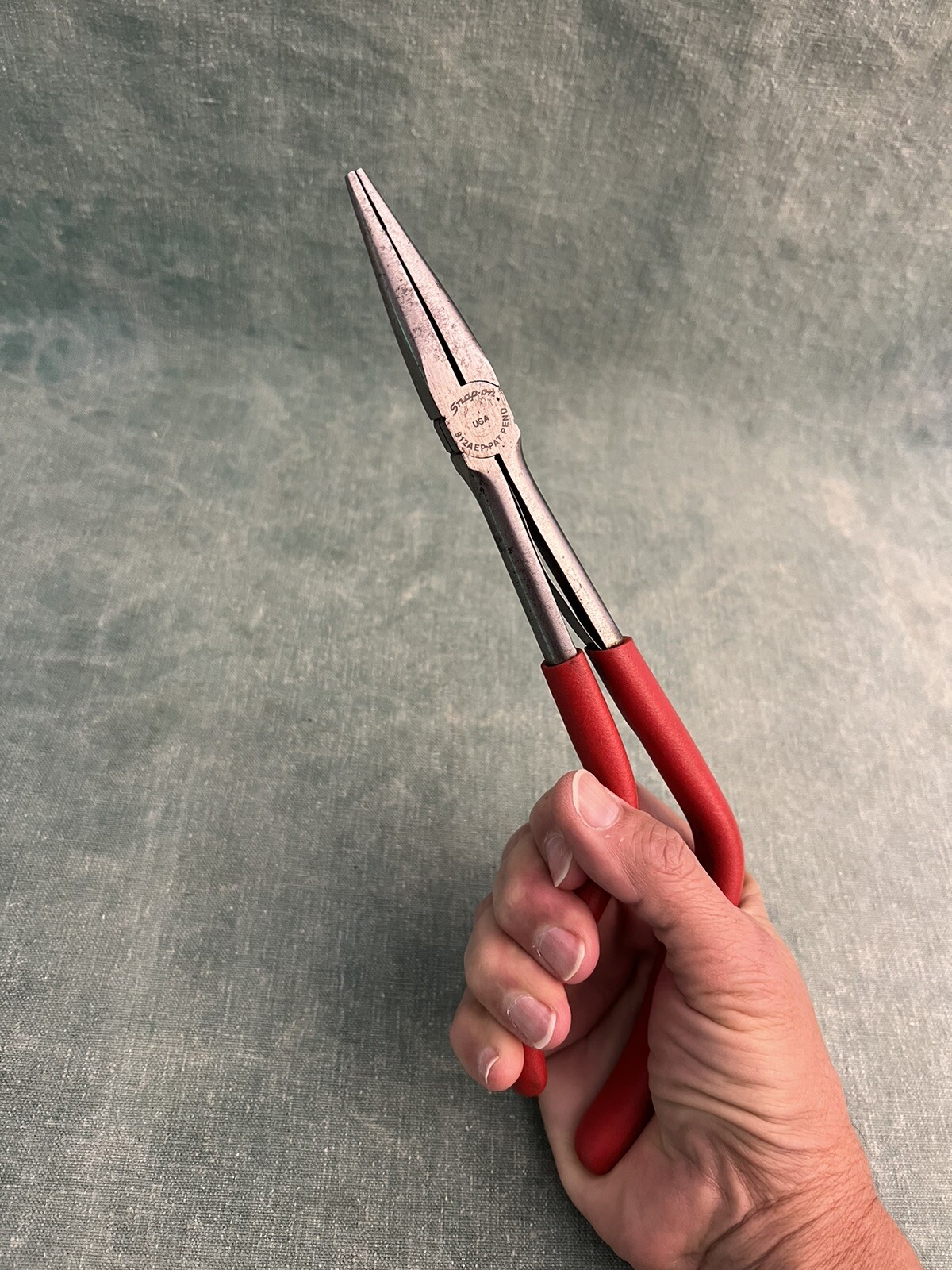 Snapon 11" Pistol Grip Needle Nose Pliers 912AEP Red Handles Made