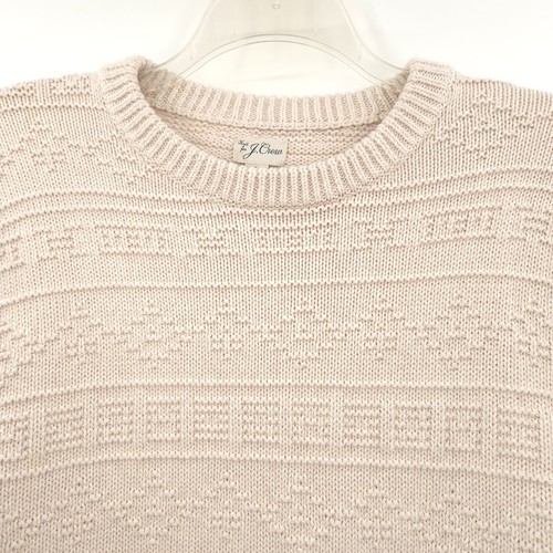 J. Crew NWT mens cotton crew neck pullover sweater Size L ivory fisherman - Picture 4 of 9