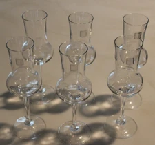 FIDENZA Crystal Cordial Glasses Stemware Set of 6 Italy 6 1/2" Tall