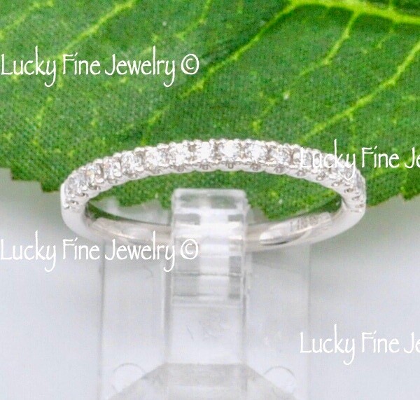 14k White Gold Ladies  Natural Diamond Ring stackable Band u prong 0.26 ct