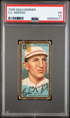 1911 Gold Border T205 Tobacco Card C.L. Herzog 100558277 Baseball PSA 1.5 FR