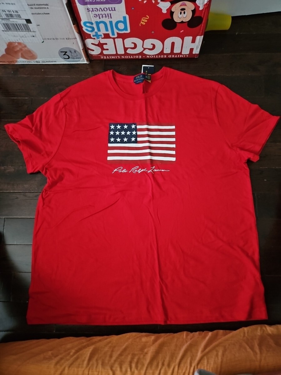 Tシャツ・カットソー Ralph Lauren Polo Ralph Lauren Shirts Red (710965069 001) Polo Ralph Lauren Men's Red Flag Logo Graphic Classic Fit