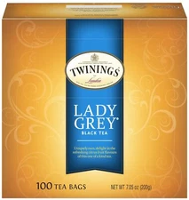 Twinings Lady Grey Black Tea 100 Individually Wrapped Tea Bags Fresh Citrus F...