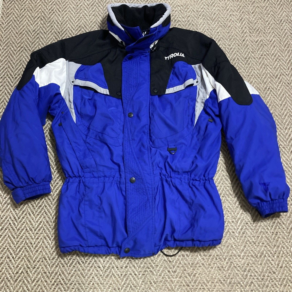 VTG Tyrolia Jacket Mens Medium Blue Zippered Pockets Ski Snowboard 