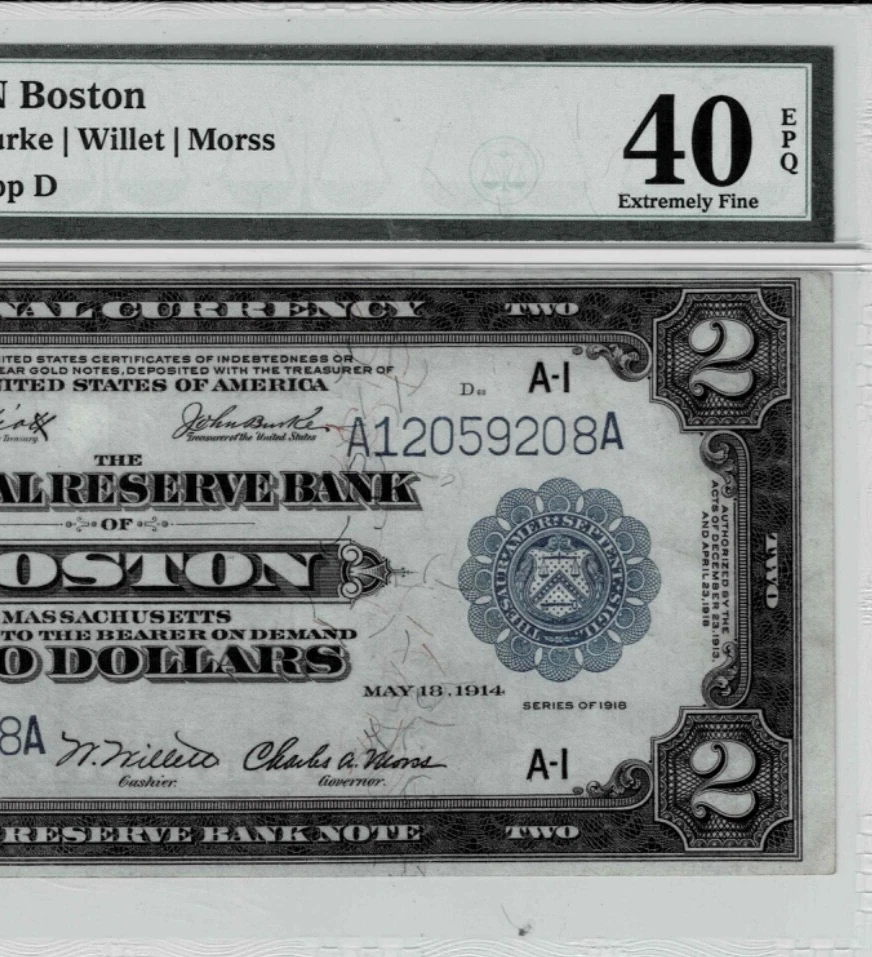 1918 $2 Federal Reserve Bank note-'Battleship'--fr.749 (Boston) PMG EF 40 EPQ - Image 4 of 4