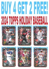 2024 Topps Holiday Baseball Base (BUY 4 GET 2 FREE) You Pick - Complete Your Set