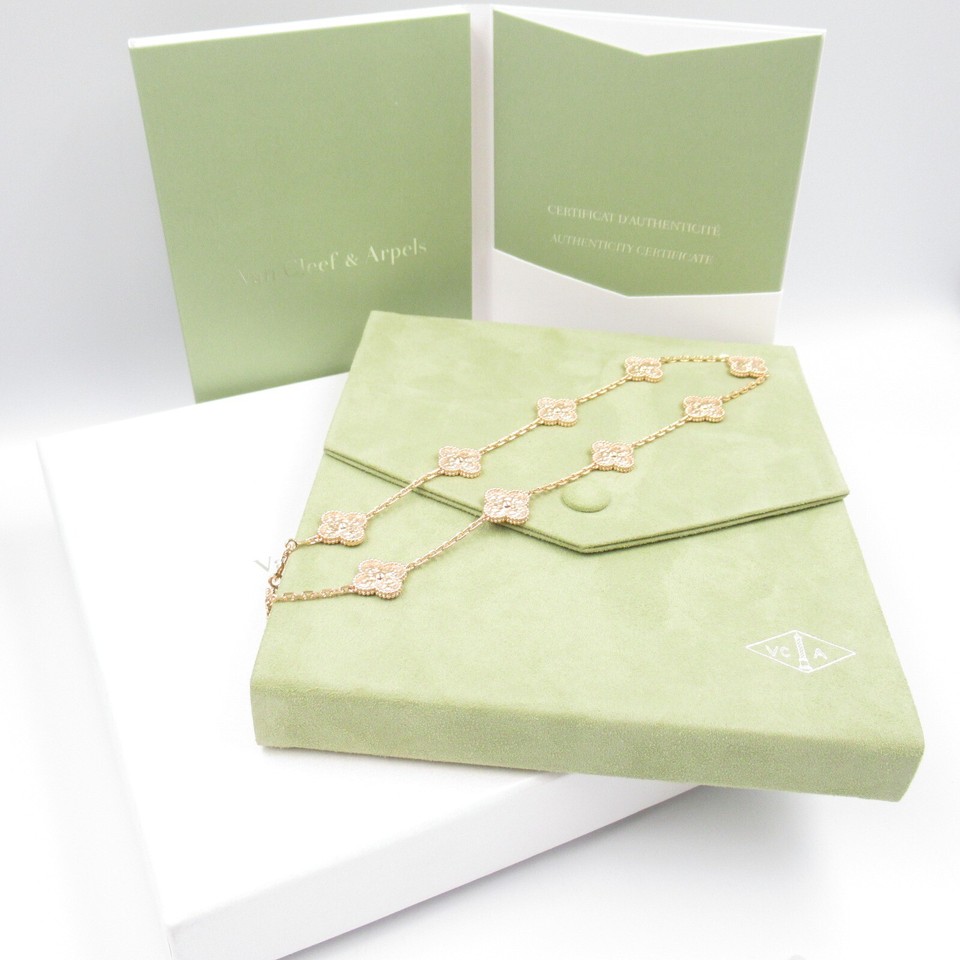 Van Cleef & Arpels Vintage Alhambra 10P Necklace 18KPG Pink Rose Gold