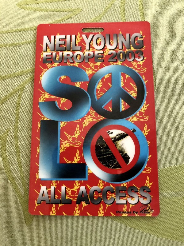 Original Vintage Neil Young laminated Concert Pass