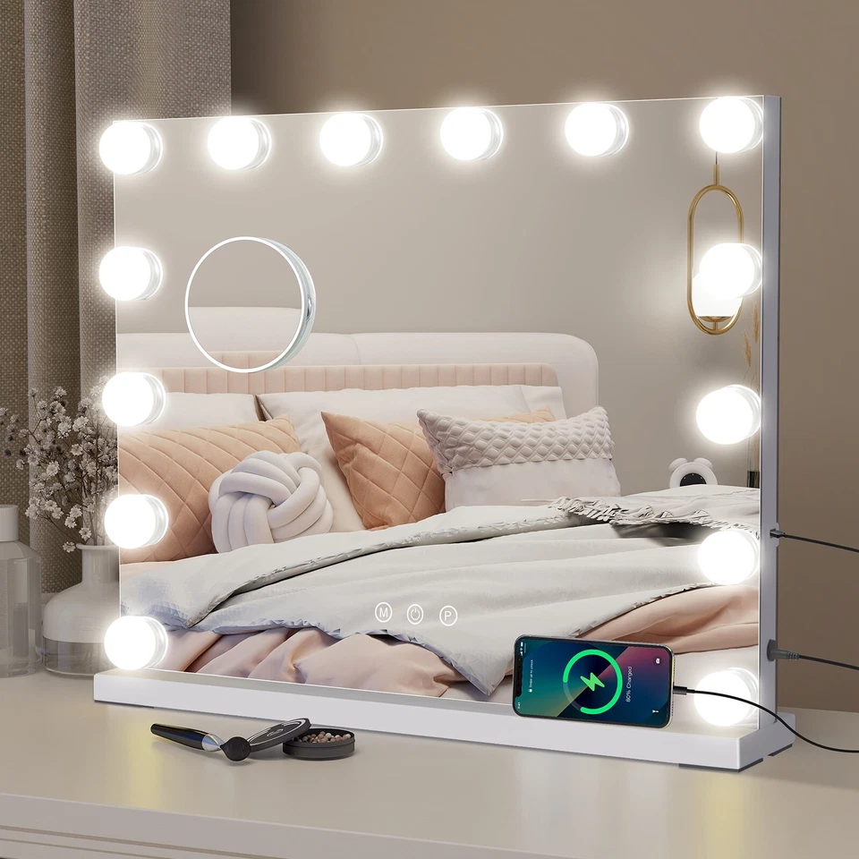 LED Hollywood Makeup Mirror Large Vanity Light Mirror with 14 Dimmable LED Bulbs