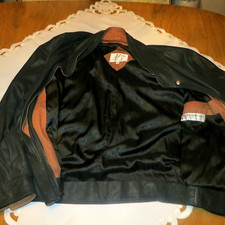 Remy Suede Leather Peaches en Regalia Bomber Blk/Brn sz44 Made in Usa