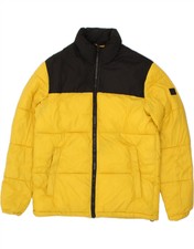 Jack & Jones Womens Padded Jacket Uk 14 Medium Yellow Colourblock Rr10