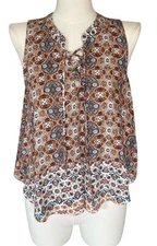 Elodie V-Neck Sleeveless Floral Lightweight Flowy Pullover Top Women's Sz XS