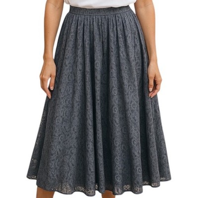 SOLO Midi Skirt Womens 12 Black Lace Whimsy Goth Romantic Capsule Minimalist