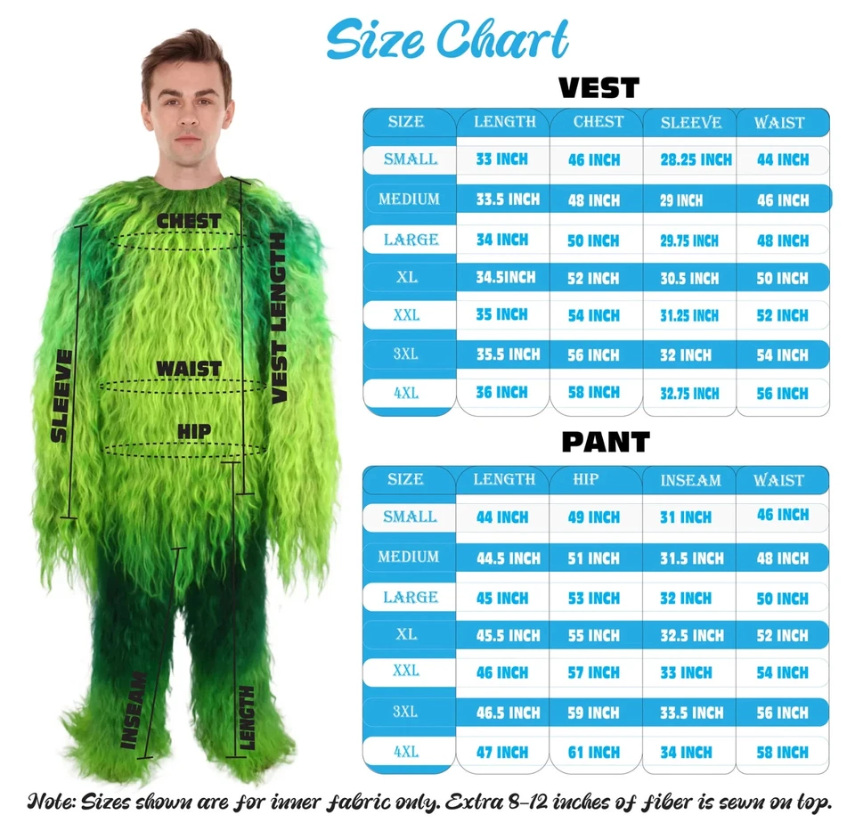 Disfraz De Guerrero Mono Peludo Unisex Verde Militar Resistencia Bigfoot M L - Imagen 4 de 4