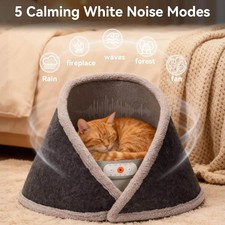 Indoor Heated  Cooling Cat Cave Bed with White Noise Smart Temperature Cat Bed
