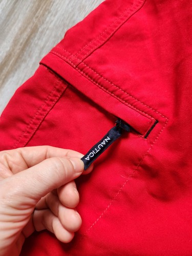 Nautica Red Swim Trunks Pockets Mesh Lining Drawstring Men's Size Medium - Picture 4 of 11