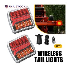 2x Magnetic Wireless Trailer Lights, Rechargeable LED Tow Light Kit with Brake,