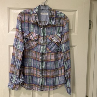 Allyson & Zoe Multicolored Plaid Button Up Shirt Size Medium 