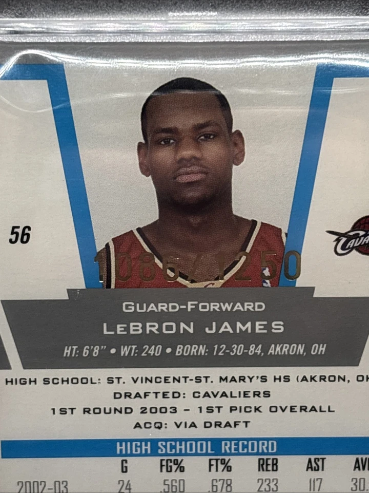 2003 BOWMAN SIGNATURE #56 LeBRON JAMES RC #/1250 PSA 7 - Image 3 of 3