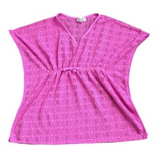 Ingear Kids Girls Hot Pink Crochet Swim Cover Up Kaftan Dress Large Beachwear