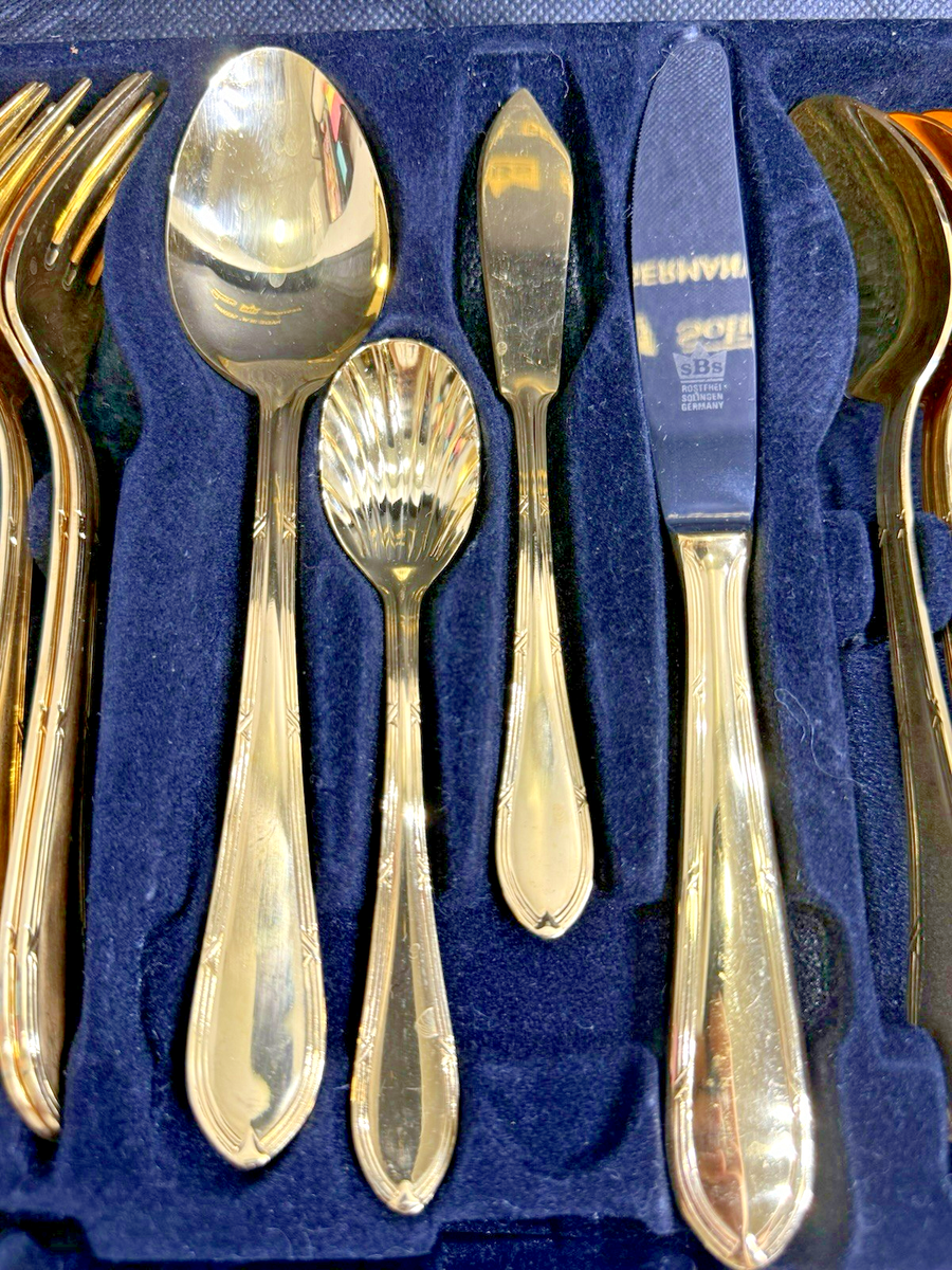 SBS-Bestecke Solingen 23/24K Gold Plated 71pc Complete Flatware