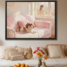 Oil Painting Shih Tzu Canvas Print Dog Artwork Living Room Wall Art Decor