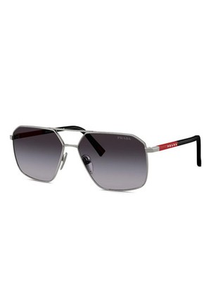 NIB PRADA Linea Rossa Sunglasses Metal Frame PS55WS 1BC06G 60 Silver Black Grey