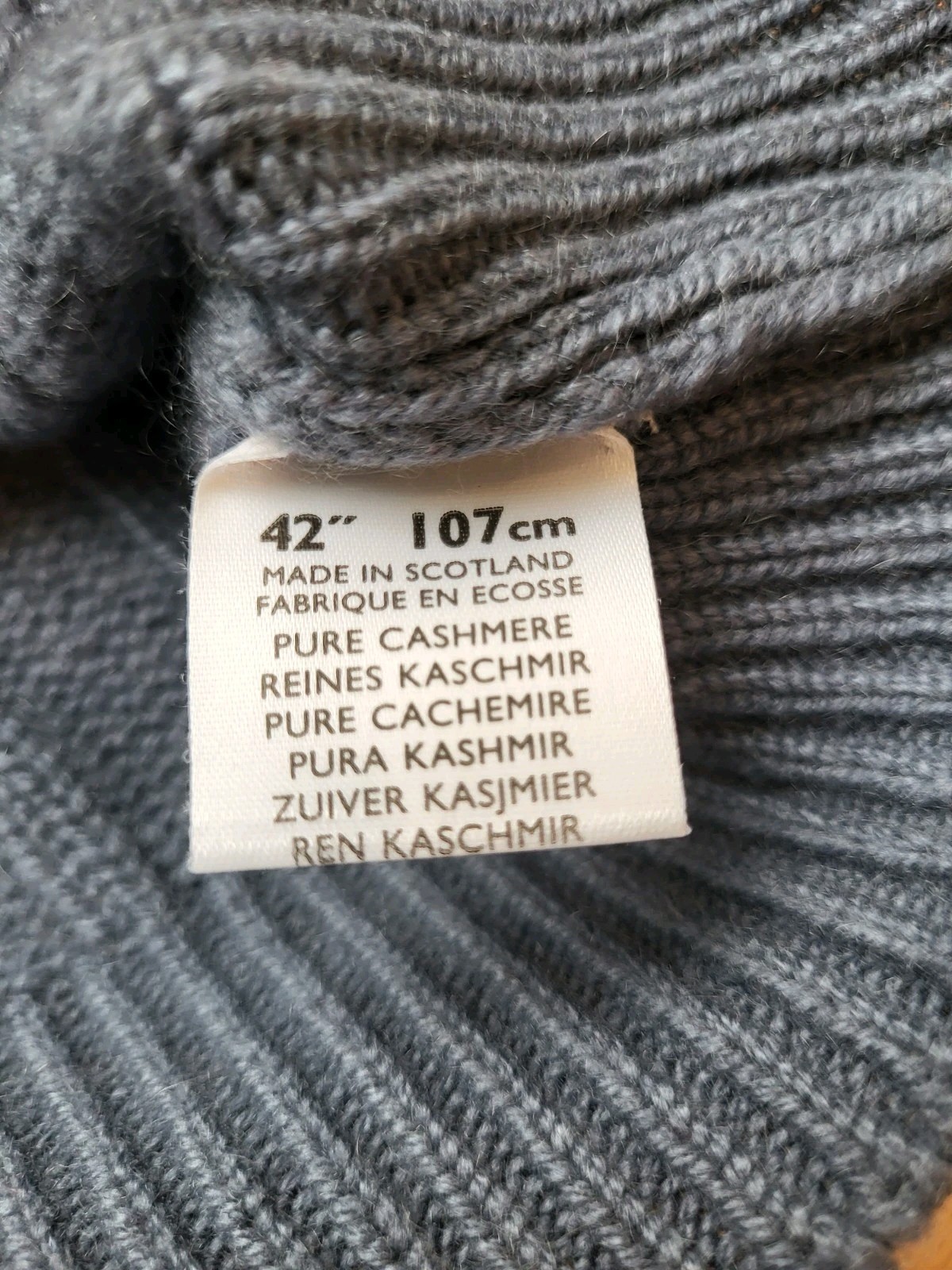 JOHNSTON OF ELGIN Mens Cashmere Cable Sweater Blue Large 42" 107cm Scotland NEW image 5
