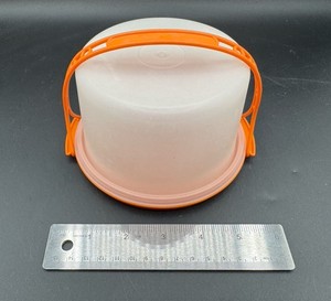 Vintage Tupperware Toys Mini Cake Taker Saver Keeper w/ Handle Orange
